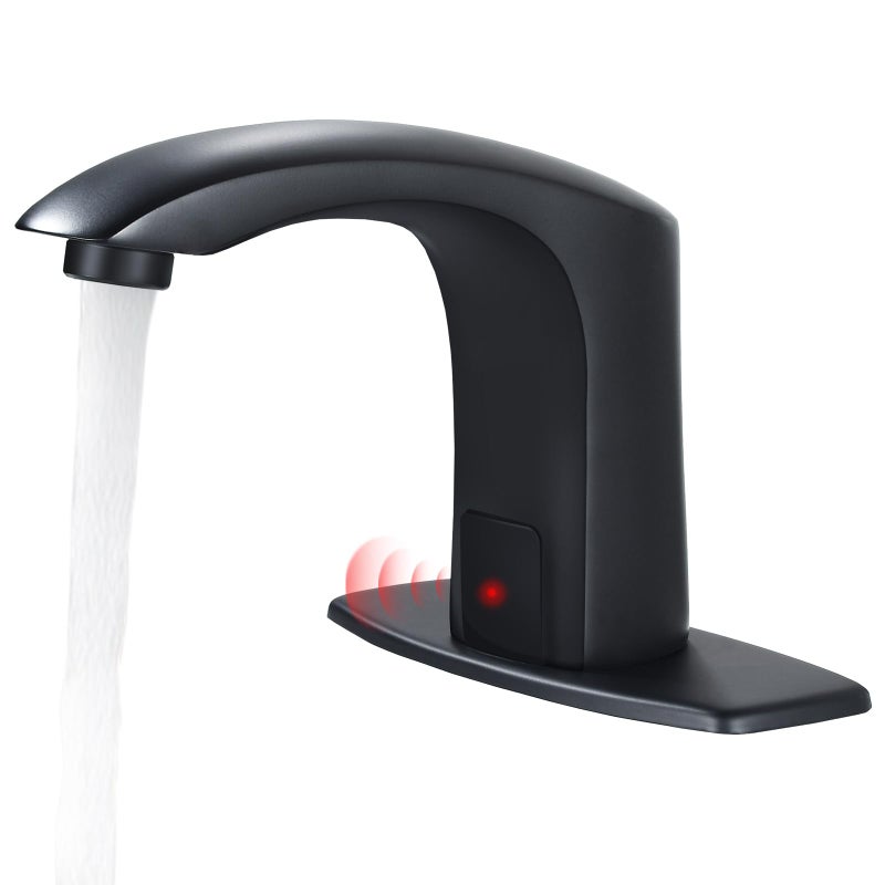 Gangang Automatic Sensor Touchless Bathroom Sink Faucet with Hole Cover Plate and Water Mixer Valve - Image 1